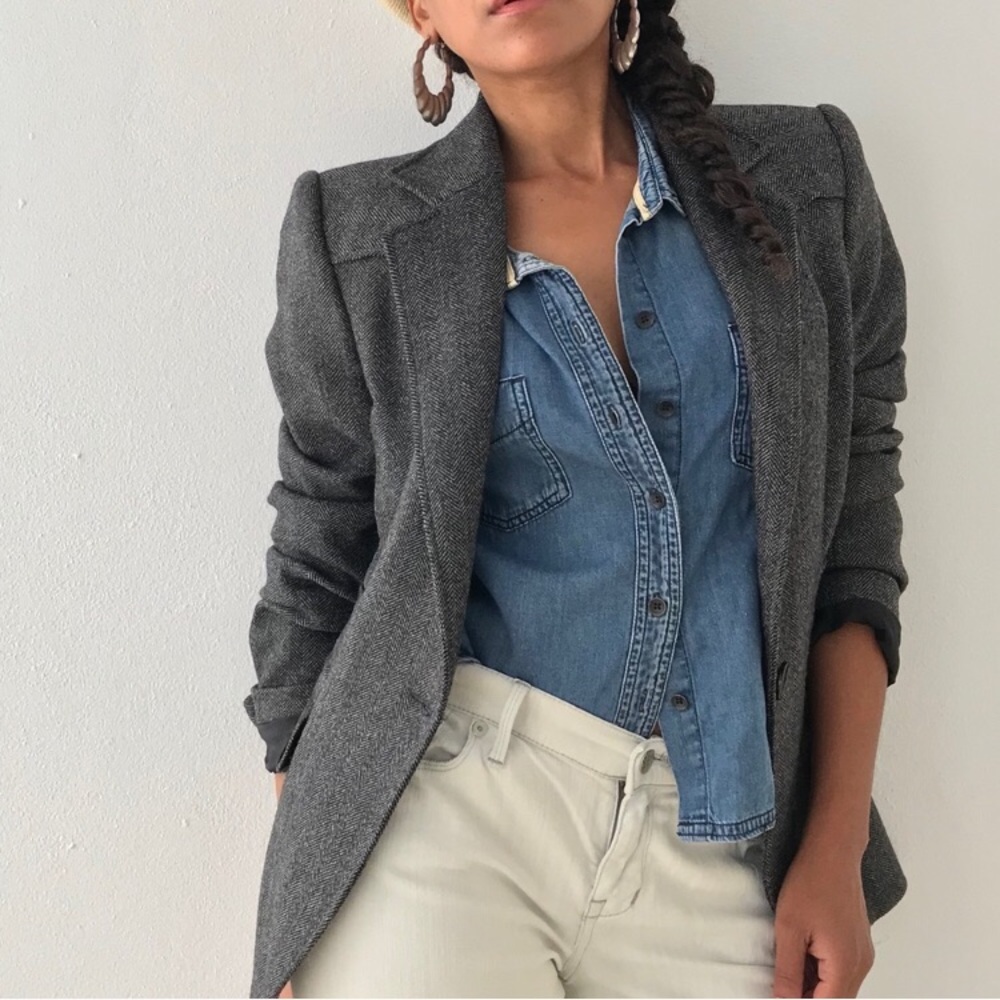 Zara women’s peplum blazer herringbone